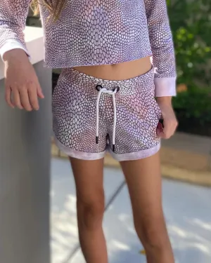 Paper Flower Snake Print Shorts