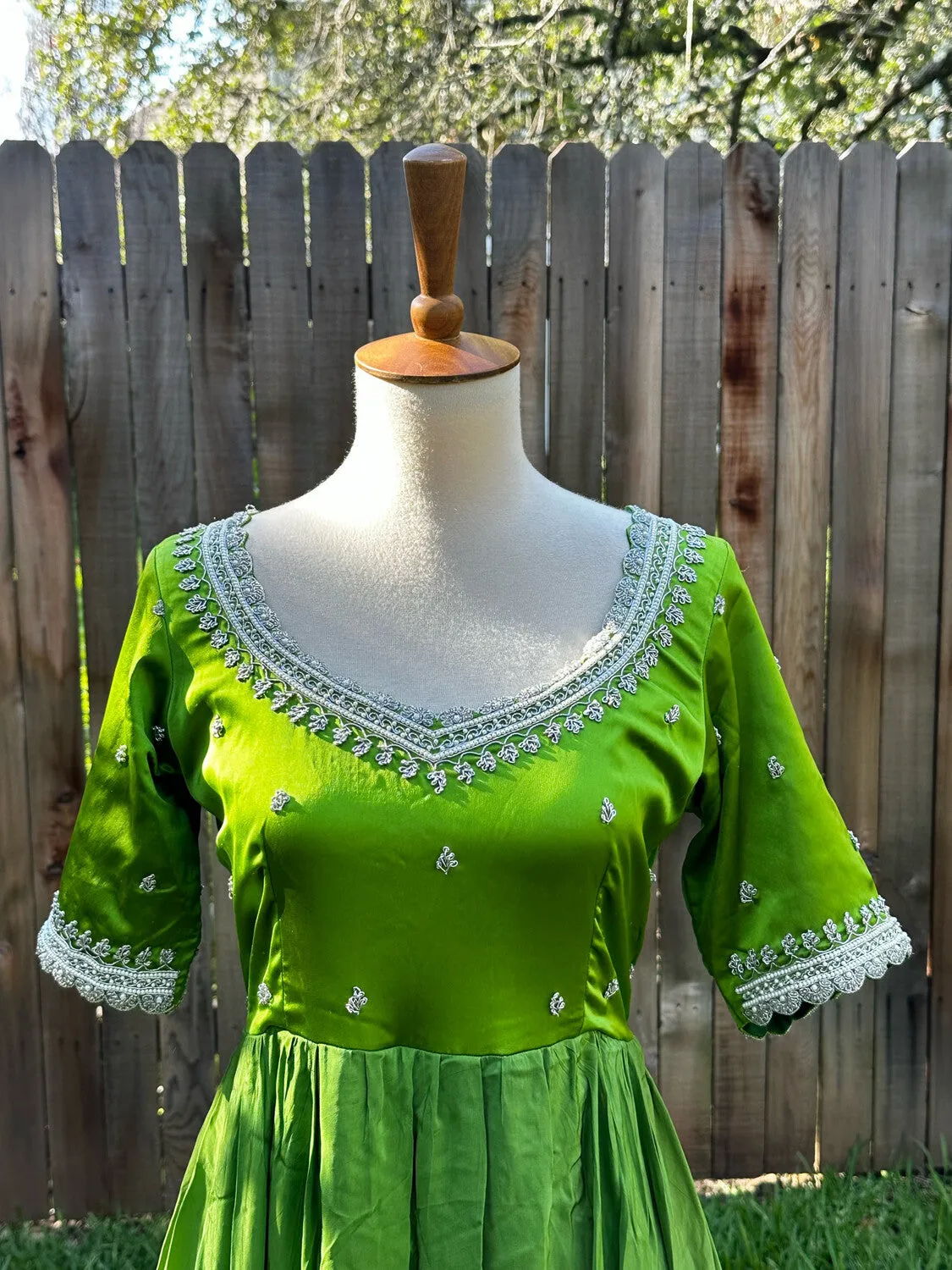 Party wear Indian dress Green & Pink long gown - Indian Designer Dress Mehendi Dress Haldi Dress