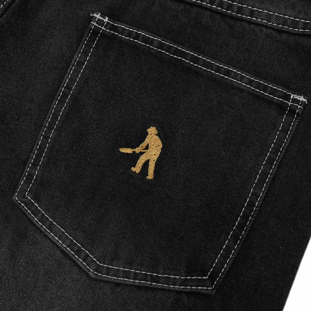 PASSPORT WORKERS CLUB JEAN SHORTS - FADED WASHED BLACK
