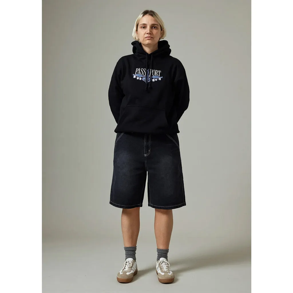 PASSPORT WORKERS CLUB JEAN SHORTS - FADED WASHED BLACK