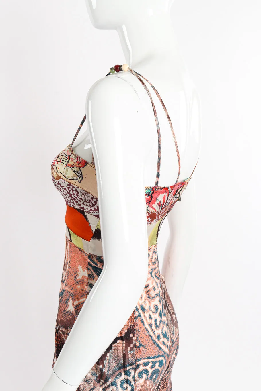 Patchwork Snake Print Silk Dress