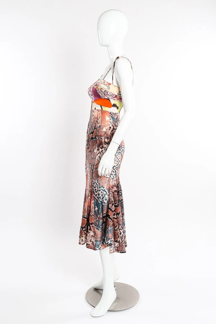 Patchwork Snake Print Silk Dress
