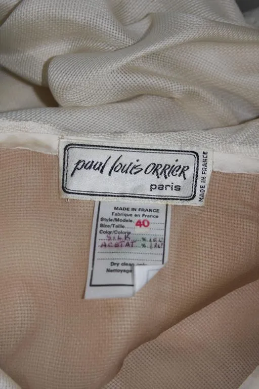 PAUL LOUIS ORRIER Ruffled Ivory Jacket with Structured Hem Size 40