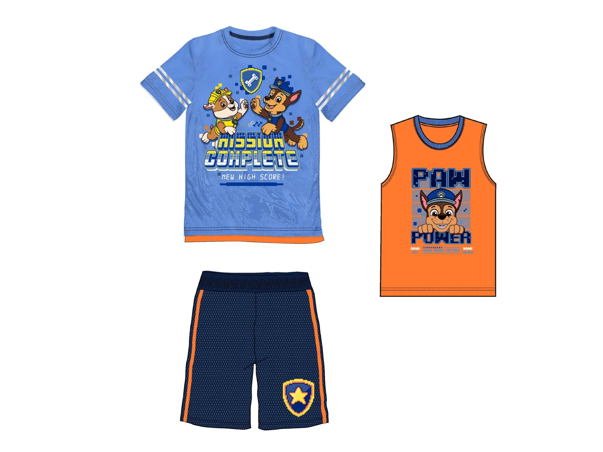 PAW Patrol Boys Toddler Tee and Short Outfit Kids 3PC Clothing Sets, 2T-7