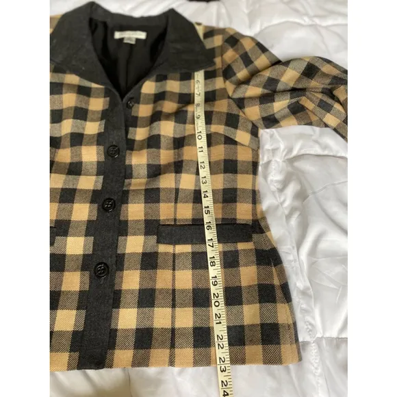 Pendleton 100% virgin wool grid plaid button up shacket Nwot size 6