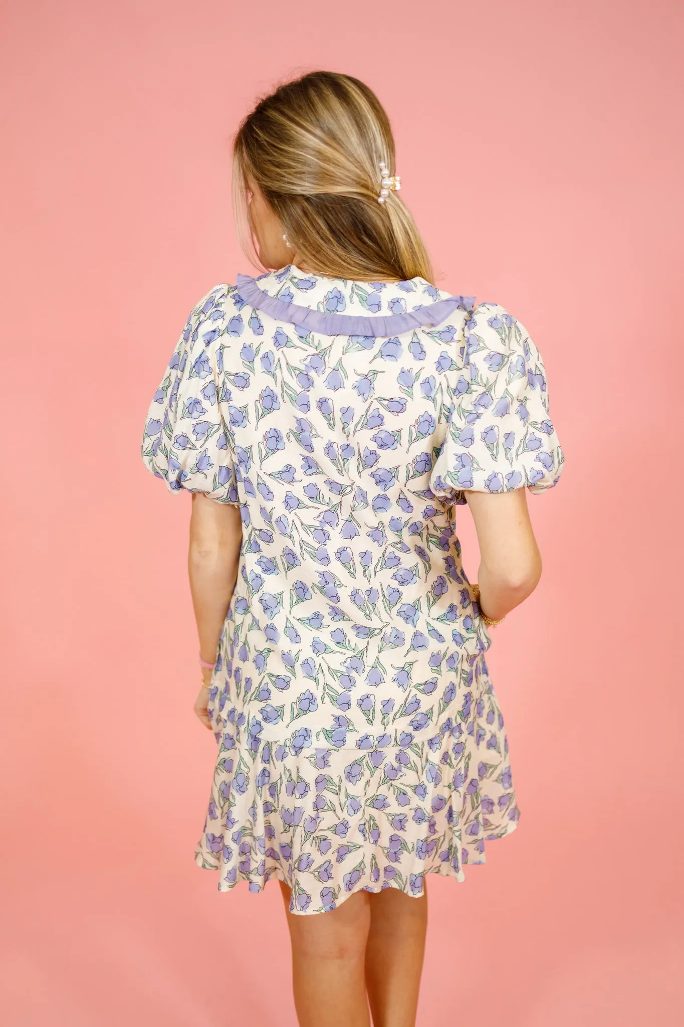 Periwinkle Floral Collar Dress