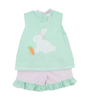 Petit Ami Seersucker Bunny Short Set