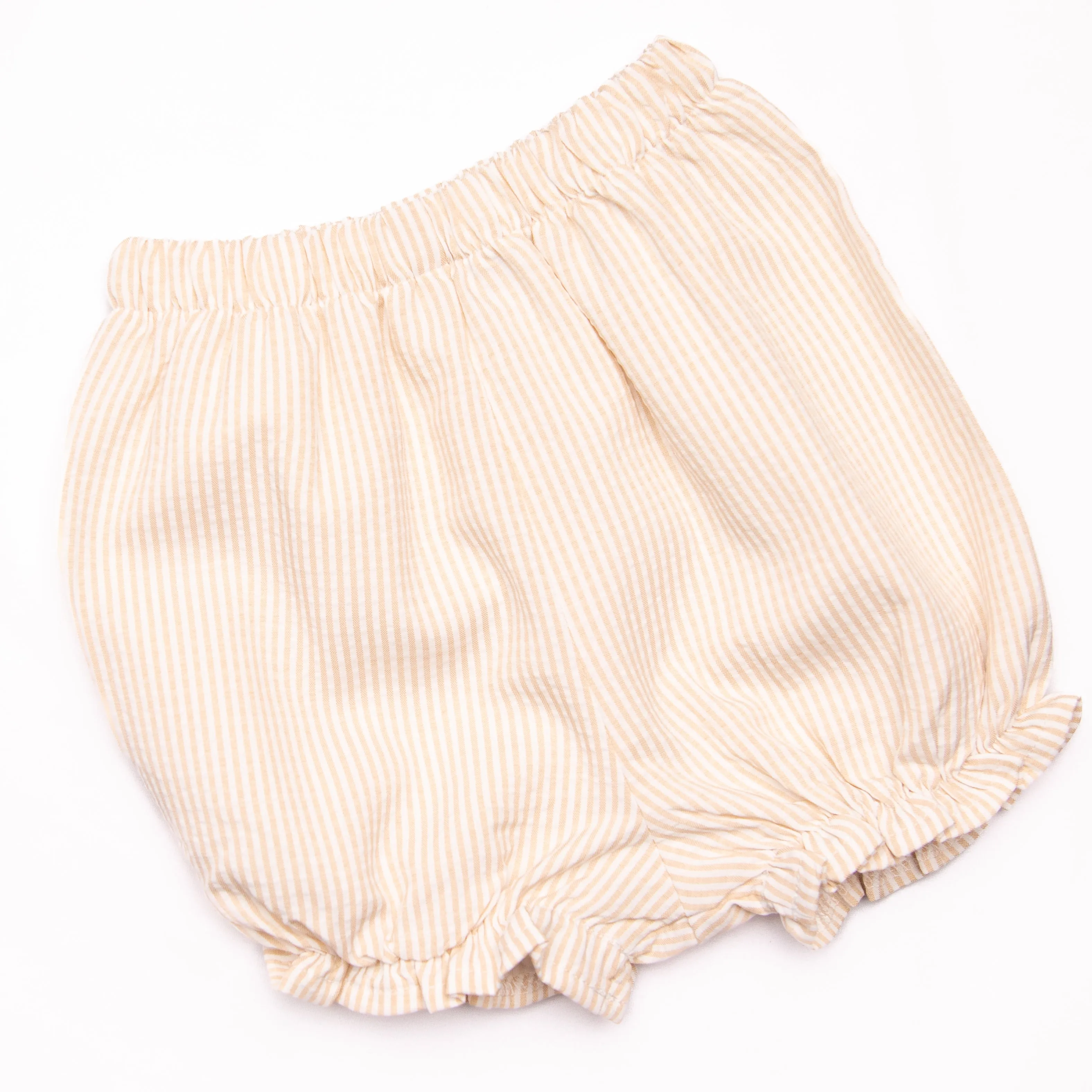 Peyton Bloomer Set, Tan Seersucker