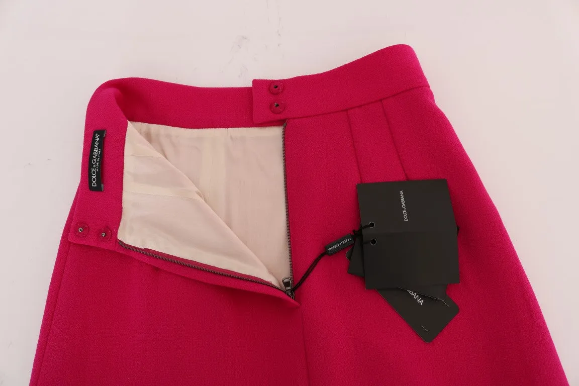 Pink Crystal Button Detail Wool Skirt