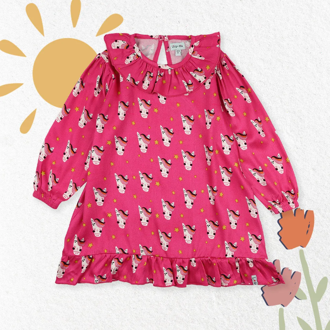 Pink Horse Print Dress