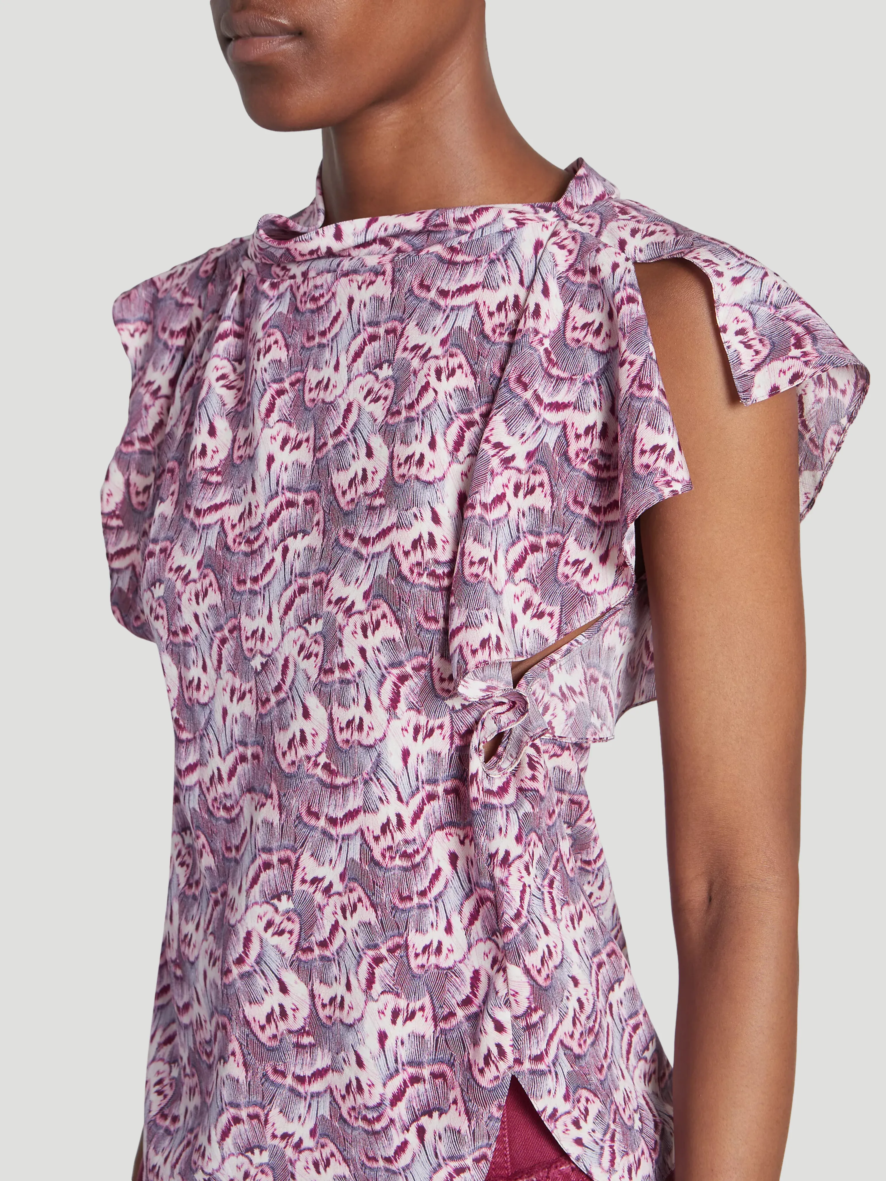Pink Valency Butterfly Stretch Silk Top