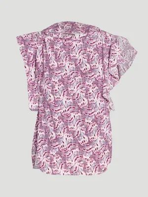 Pink Valency Butterfly Stretch Silk Top