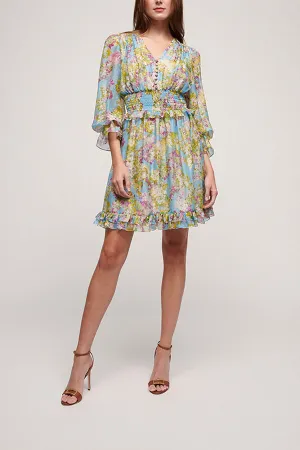 PITTI SMOCK RUFFLED FLORAL DRESS