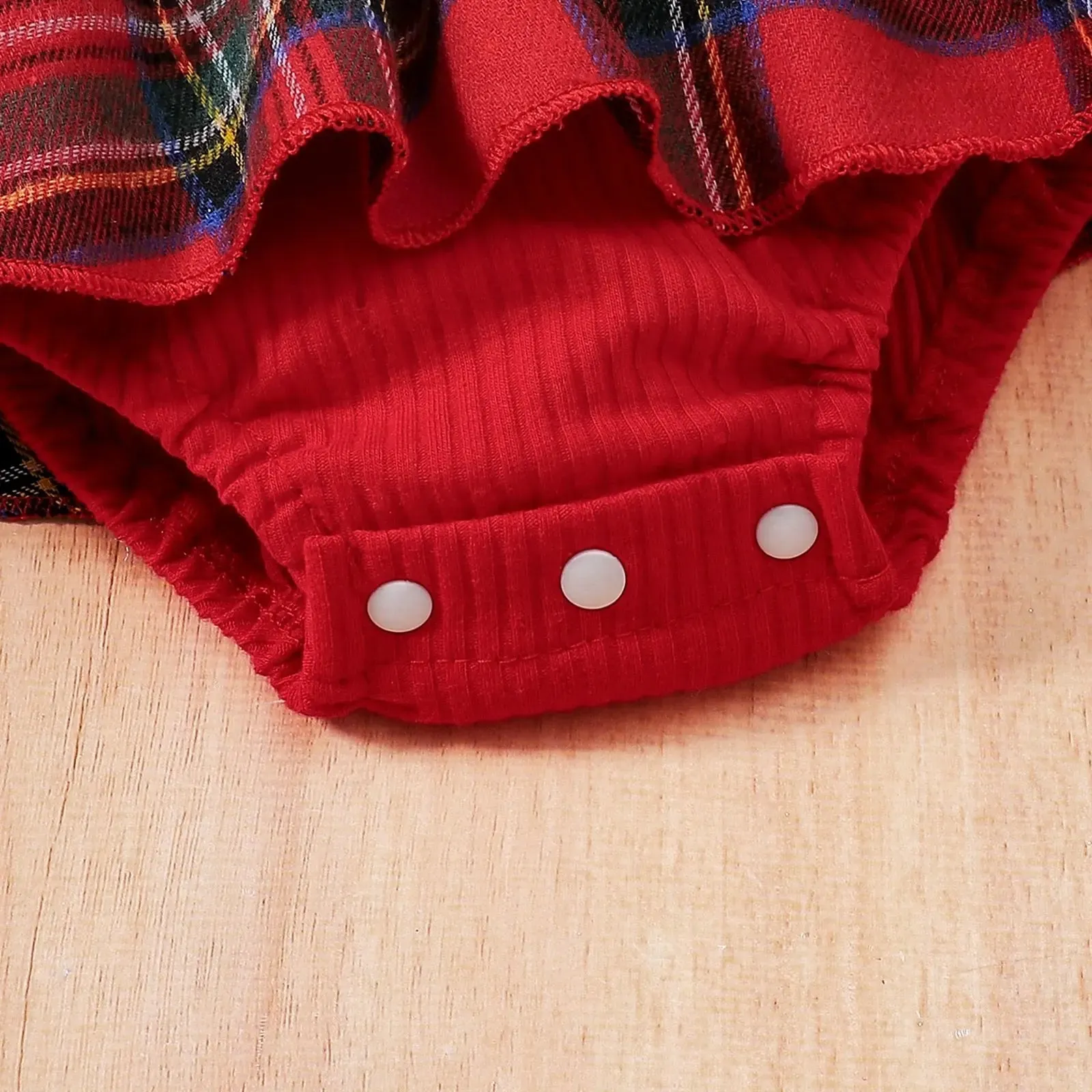 Plaid Bow Dress Long Sleeve With Headband