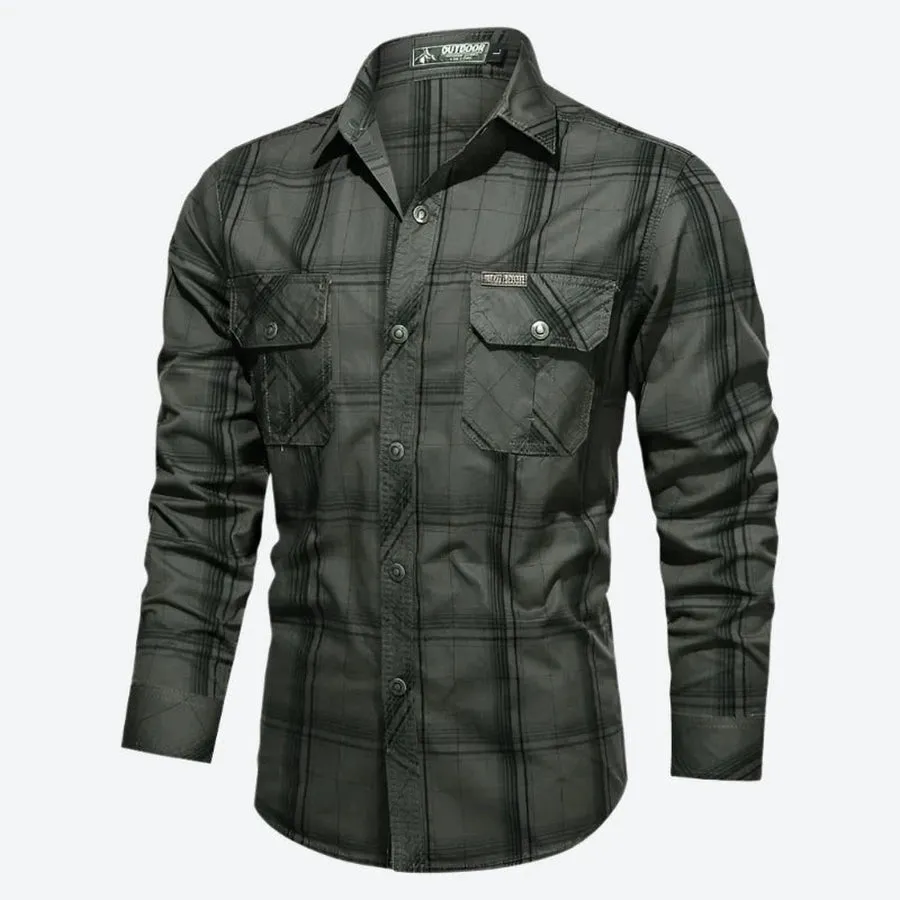 Plaid Button-Up Long Sleeve Outdoor Shirts