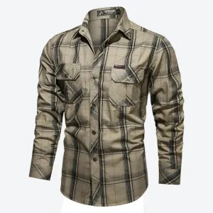 Plaid Button-Up Long Sleeve Outdoor Shirts