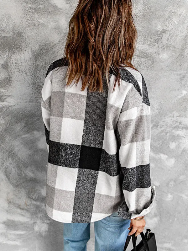 Plaid Buttoned Long Sleeve Shacket