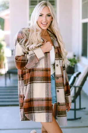 Plaid Flap Pockets Long Shacket