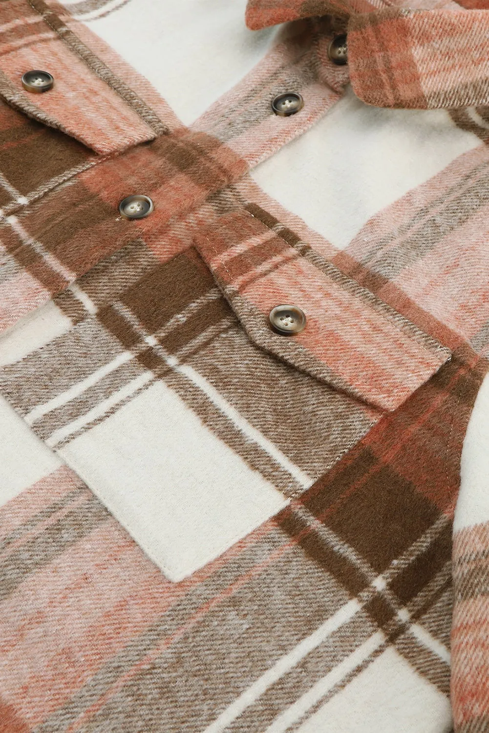 Plaid Flap Pockets Long Shacket