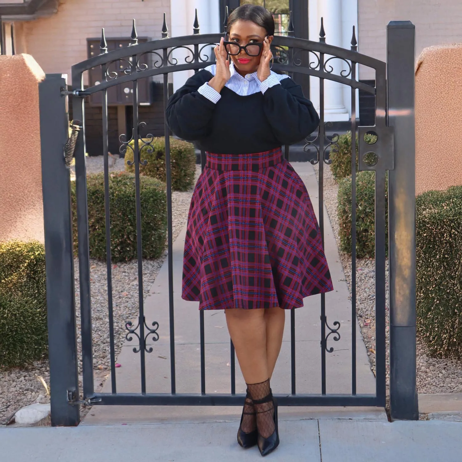 Plaid Flare Skirt - Ember (V2)