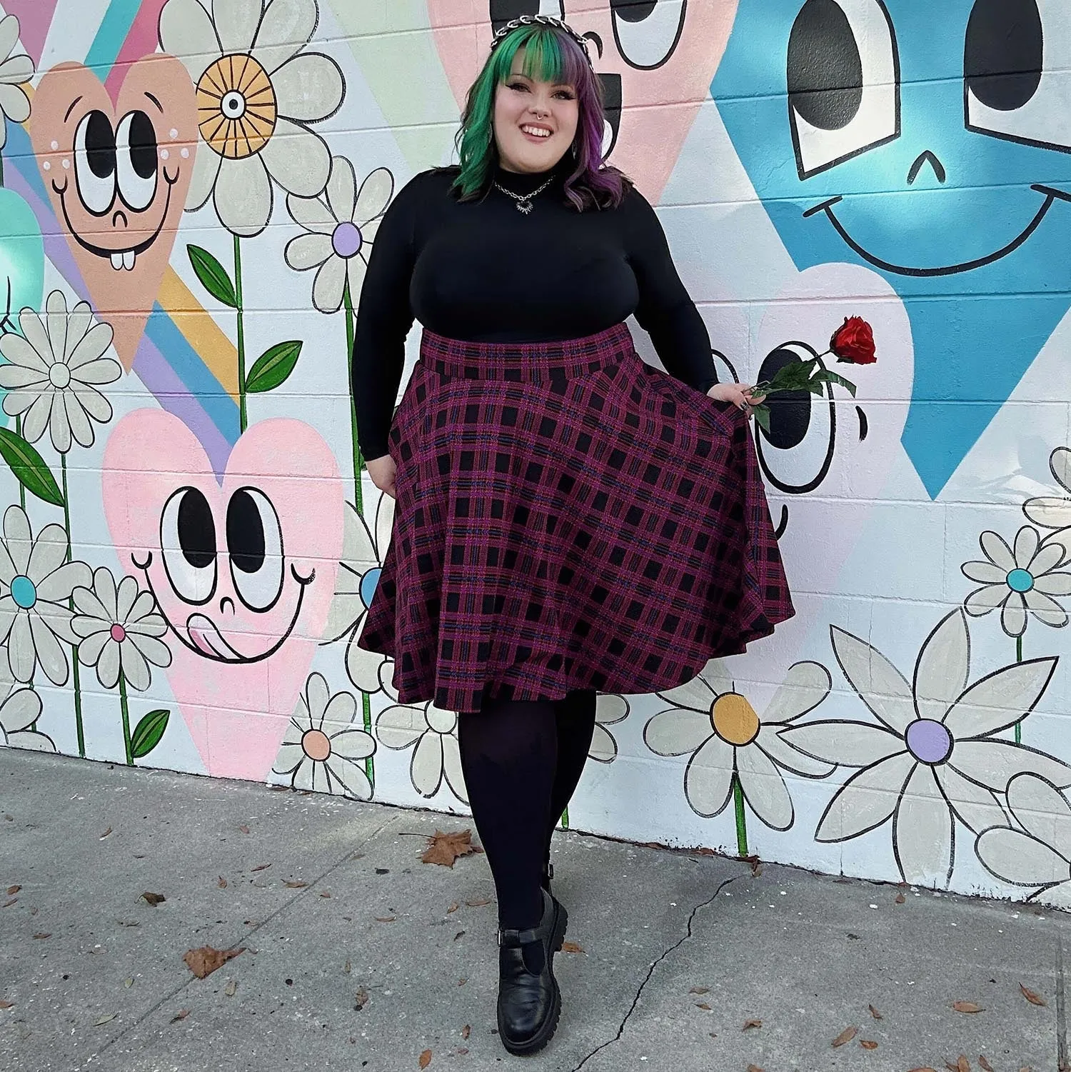 Plaid Flare Skirt - Ember (V2)