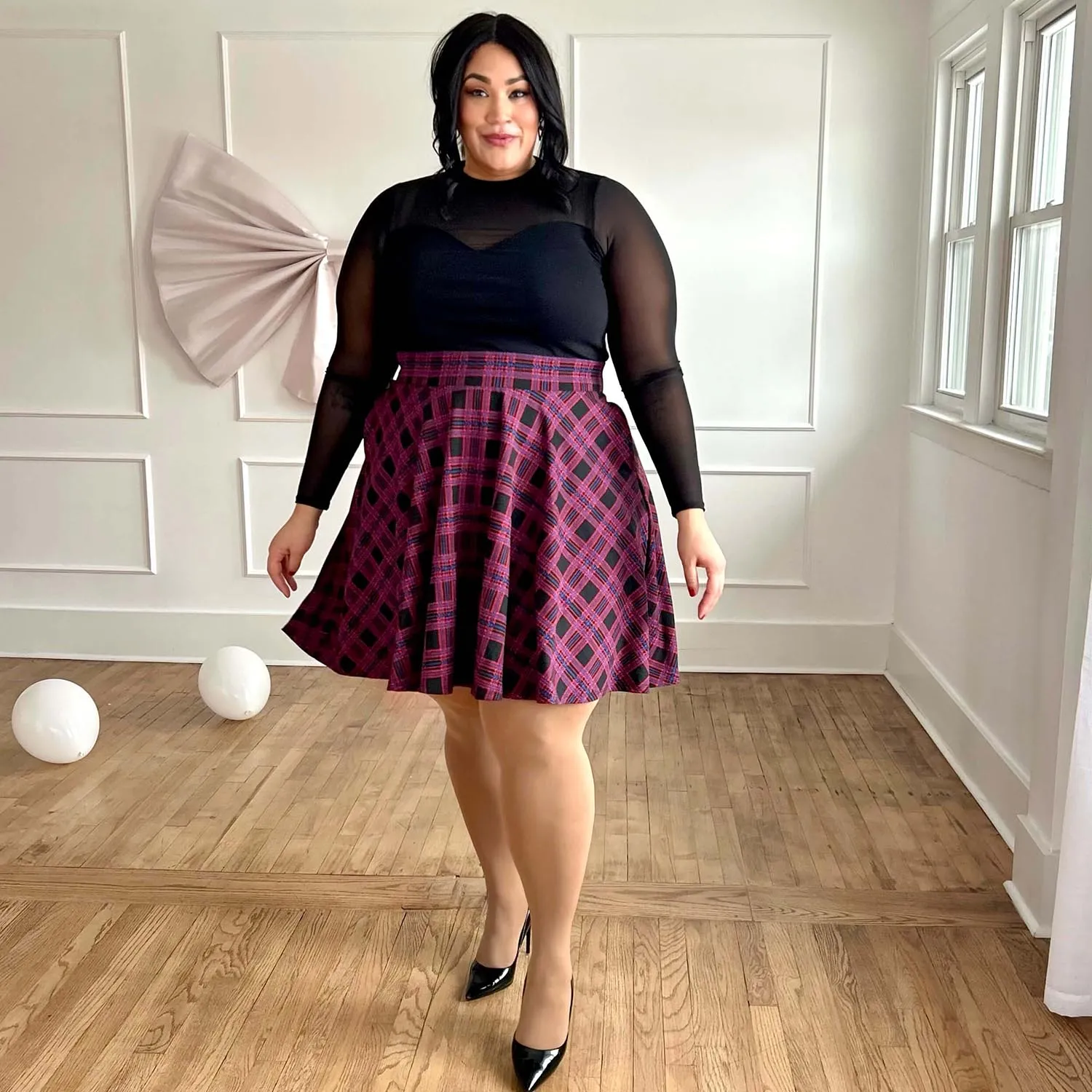 Plaid Flare Skirt - Ember (V2)