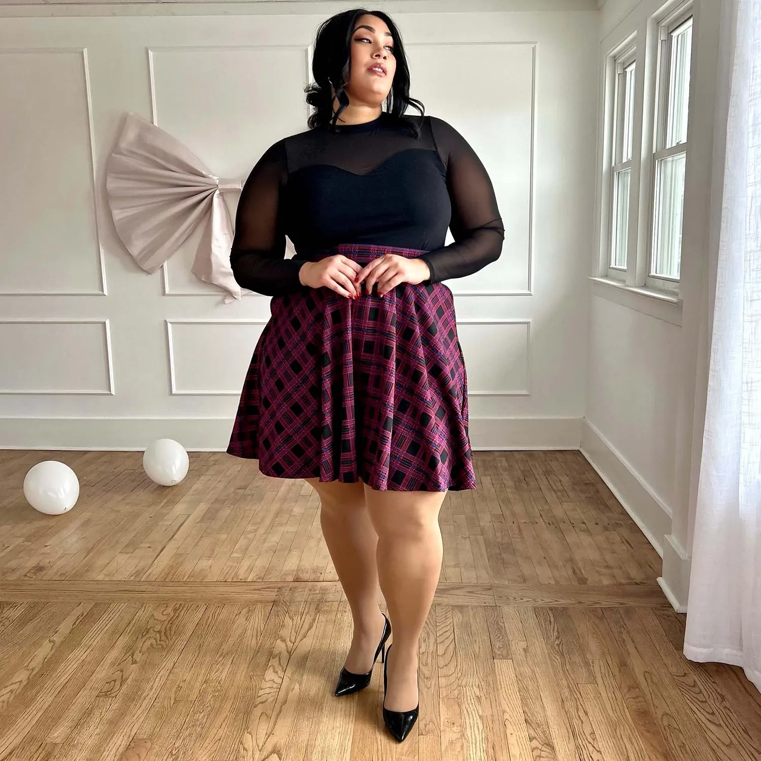 Plaid Flare Skirt - Ember (V2)