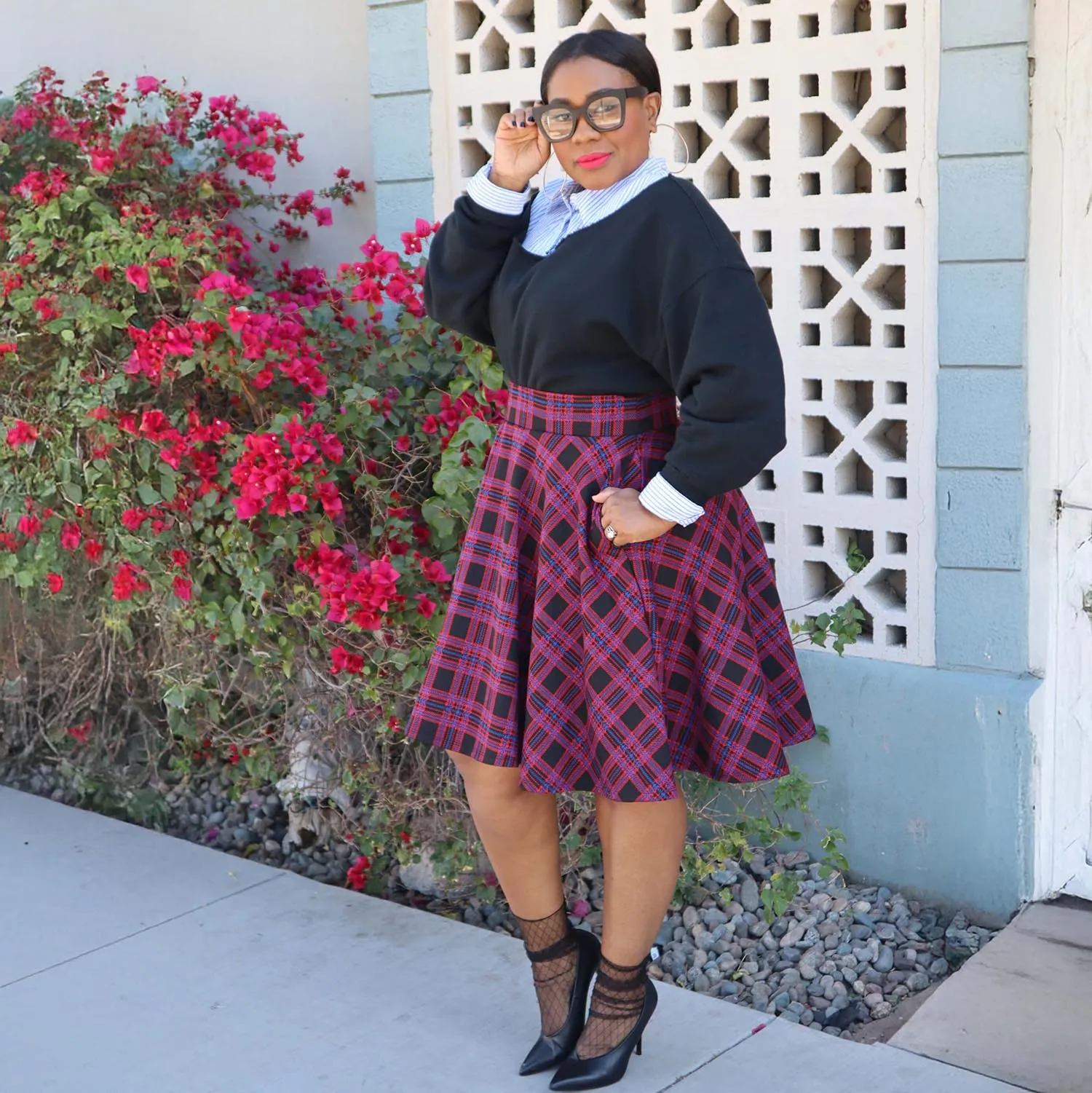 Plaid Flare Skirt - Ember (V2)
