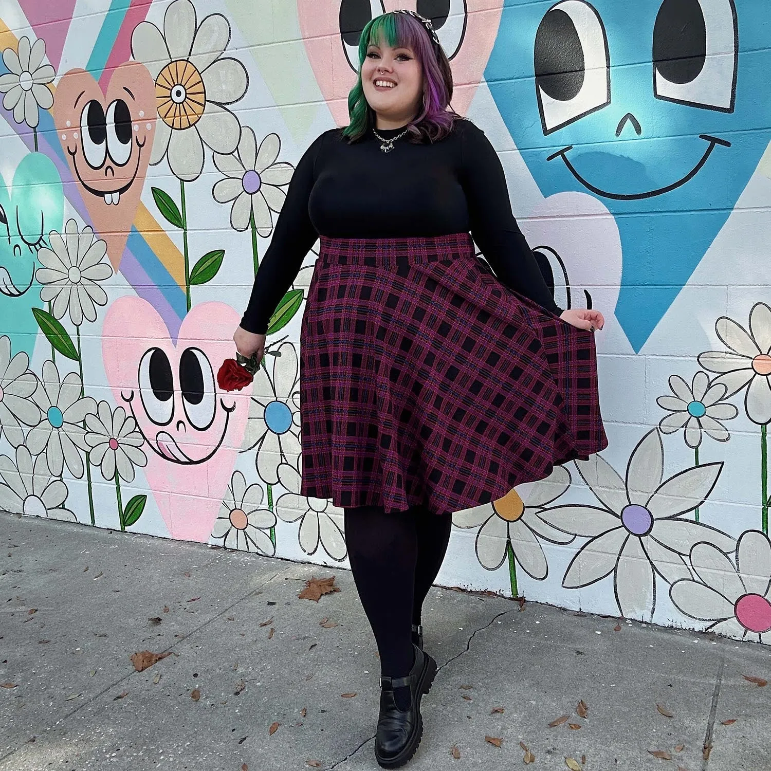 Plaid Flare Skirt - Ember (V2)
