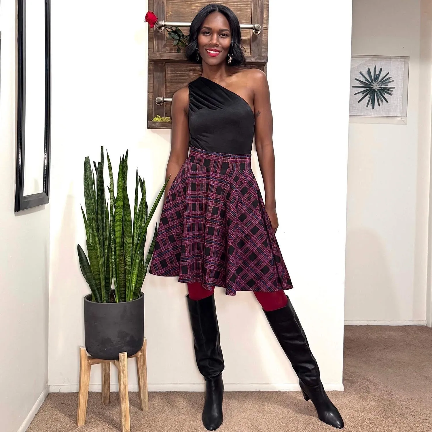 Plaid Flare Skirt - Ember (V2)