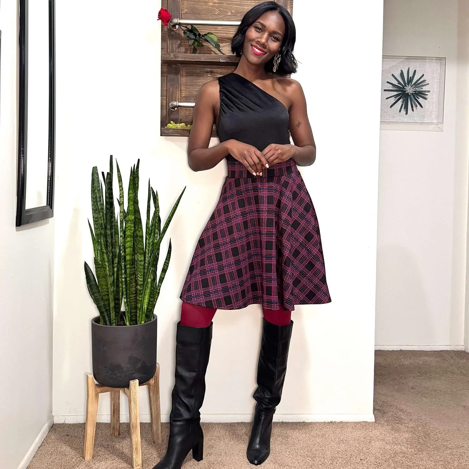 Plaid Flare Skirt - Ember (V2)
