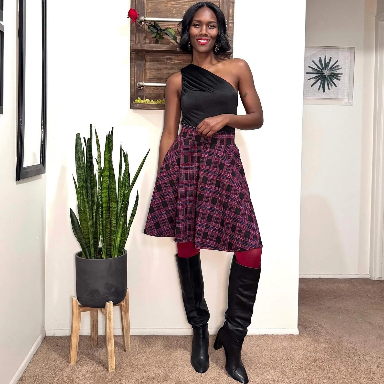 Plaid Flare Skirt - Ember (V2)