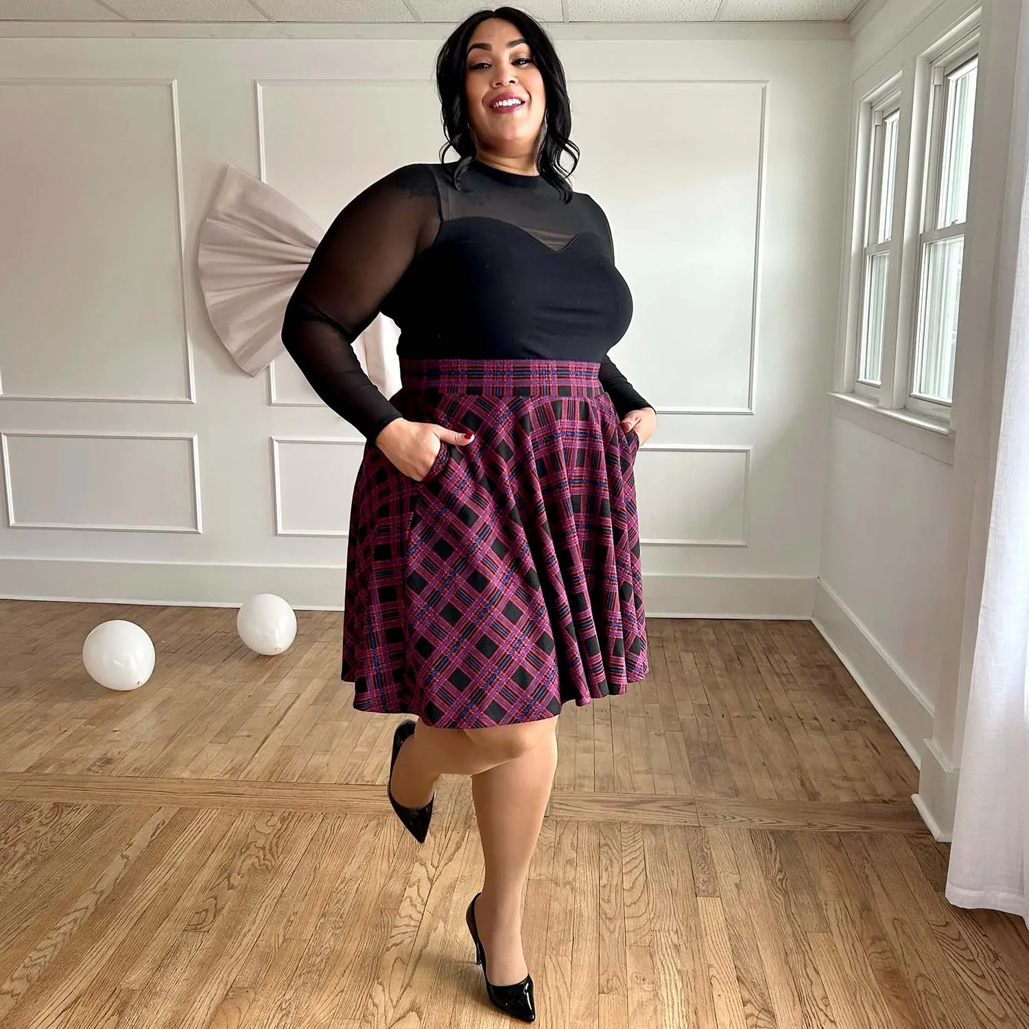 Plaid Flare Skirt - Ember (V2)