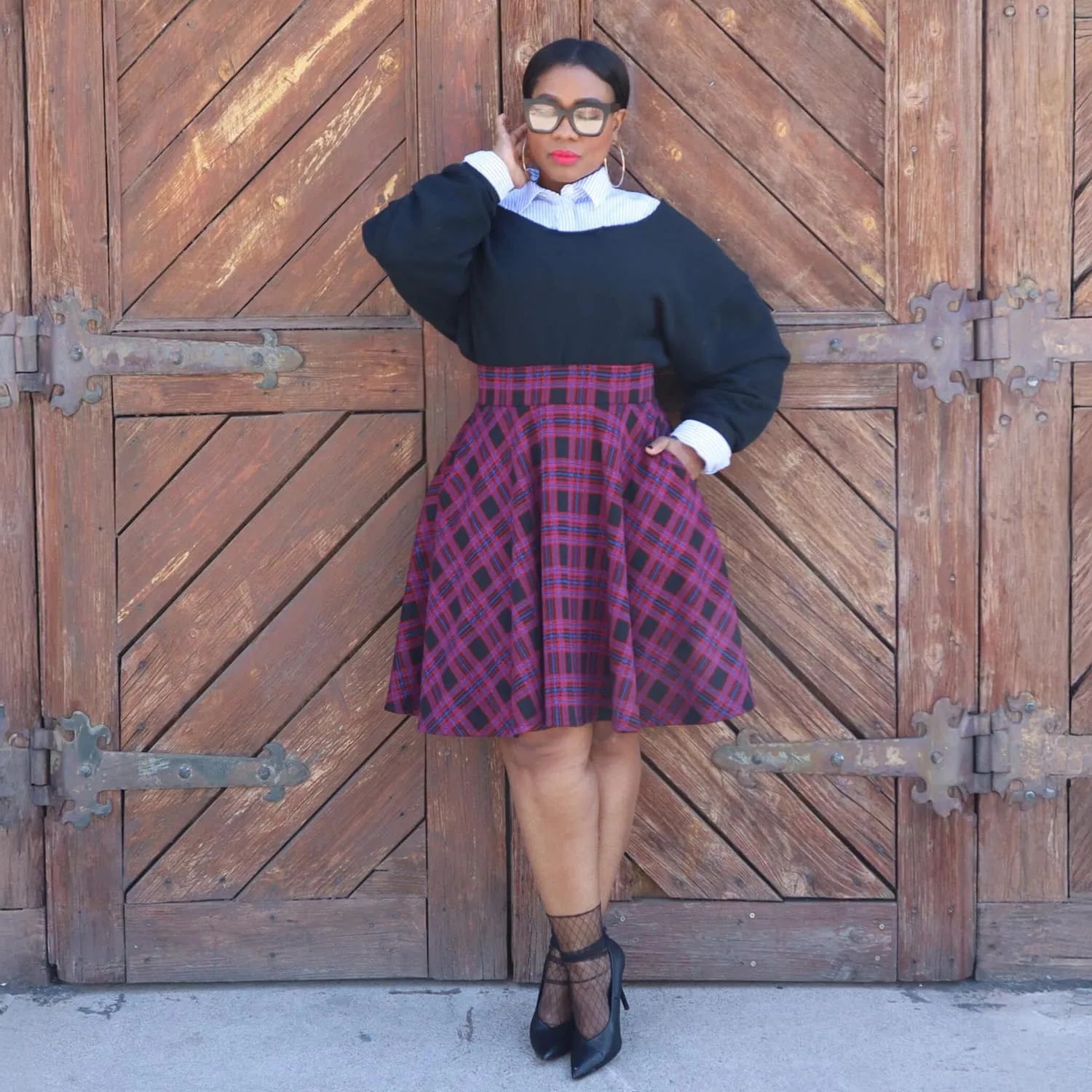 Plaid Flare Skirt - Ember (V2)