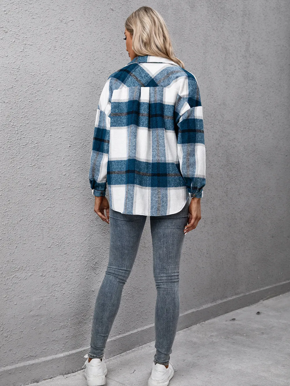 Plaid Long Sleeve Shirt Jacket (4 Colors)
