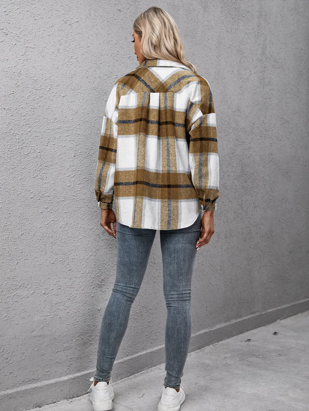 Plaid Long Sleeve Shirt Jacket (4 Colors)