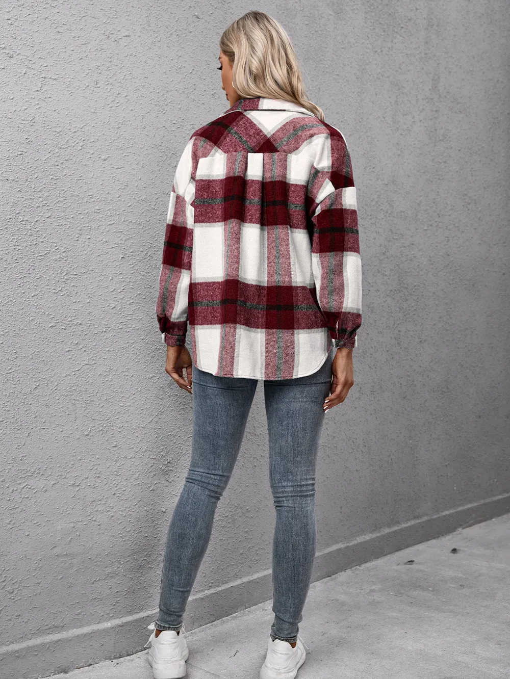 Plaid Long Sleeve Shirt Jacket (4 Colors)