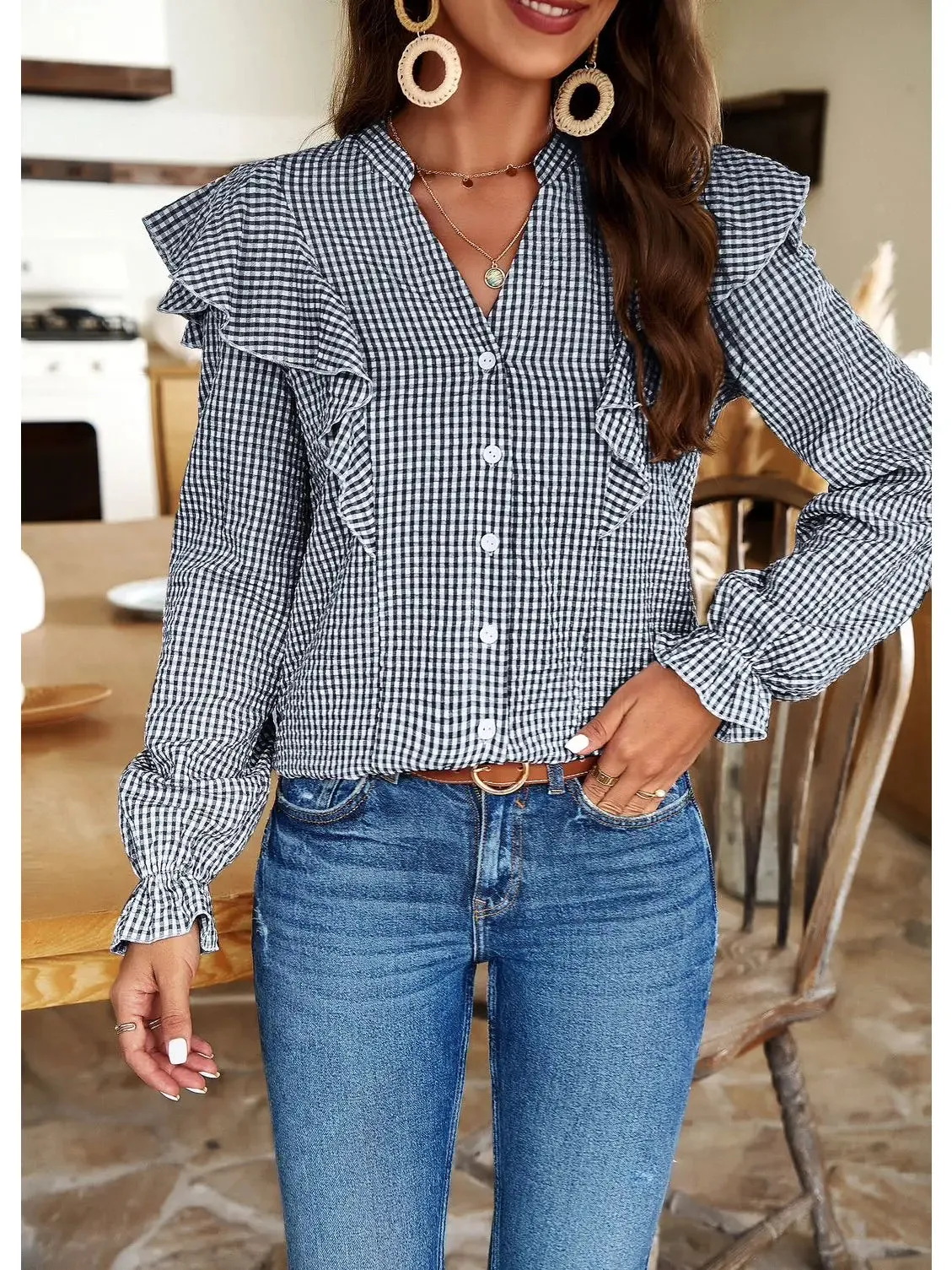 Plaid Long Sleeve Top