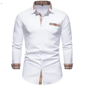 Plaid Patchwork Formal Shirts for Men