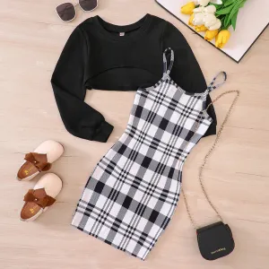 Plaid Perfection: Dress & Jumper Ensemble