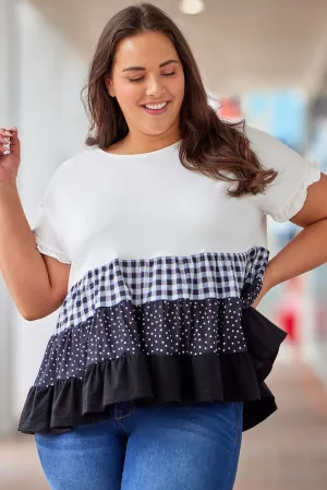 Plaid Plus Size Babydoll Top