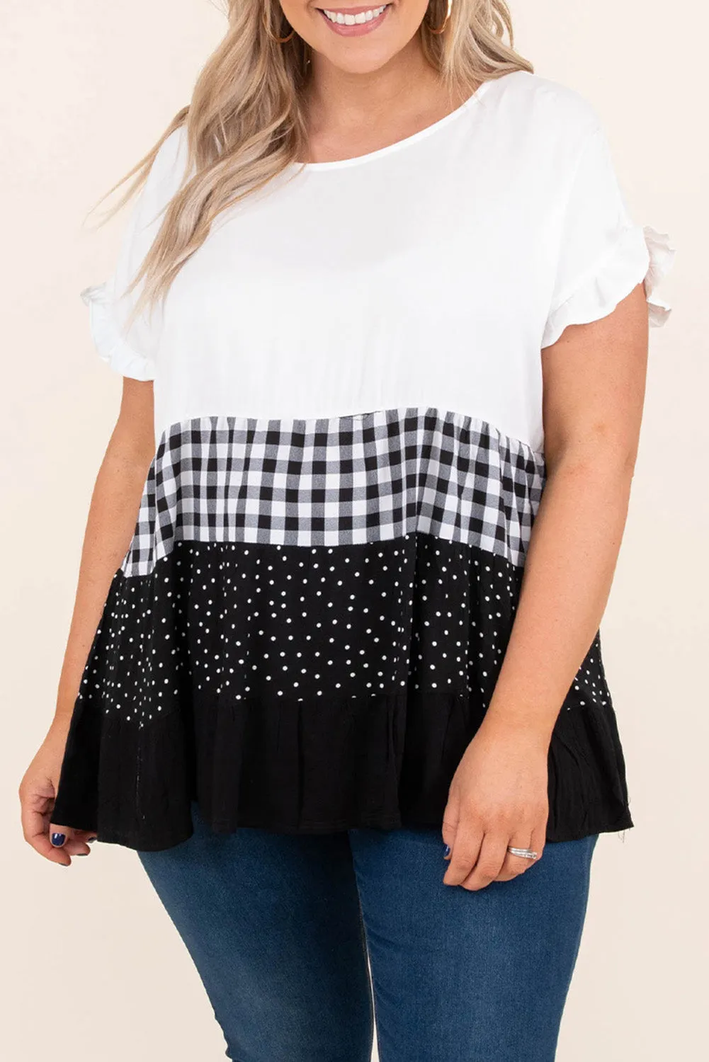 Plaid Plus Size Babydoll Top