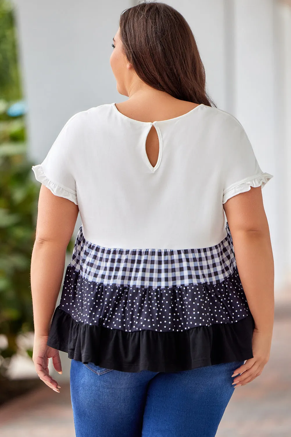 Plaid Plus Size Babydoll Top