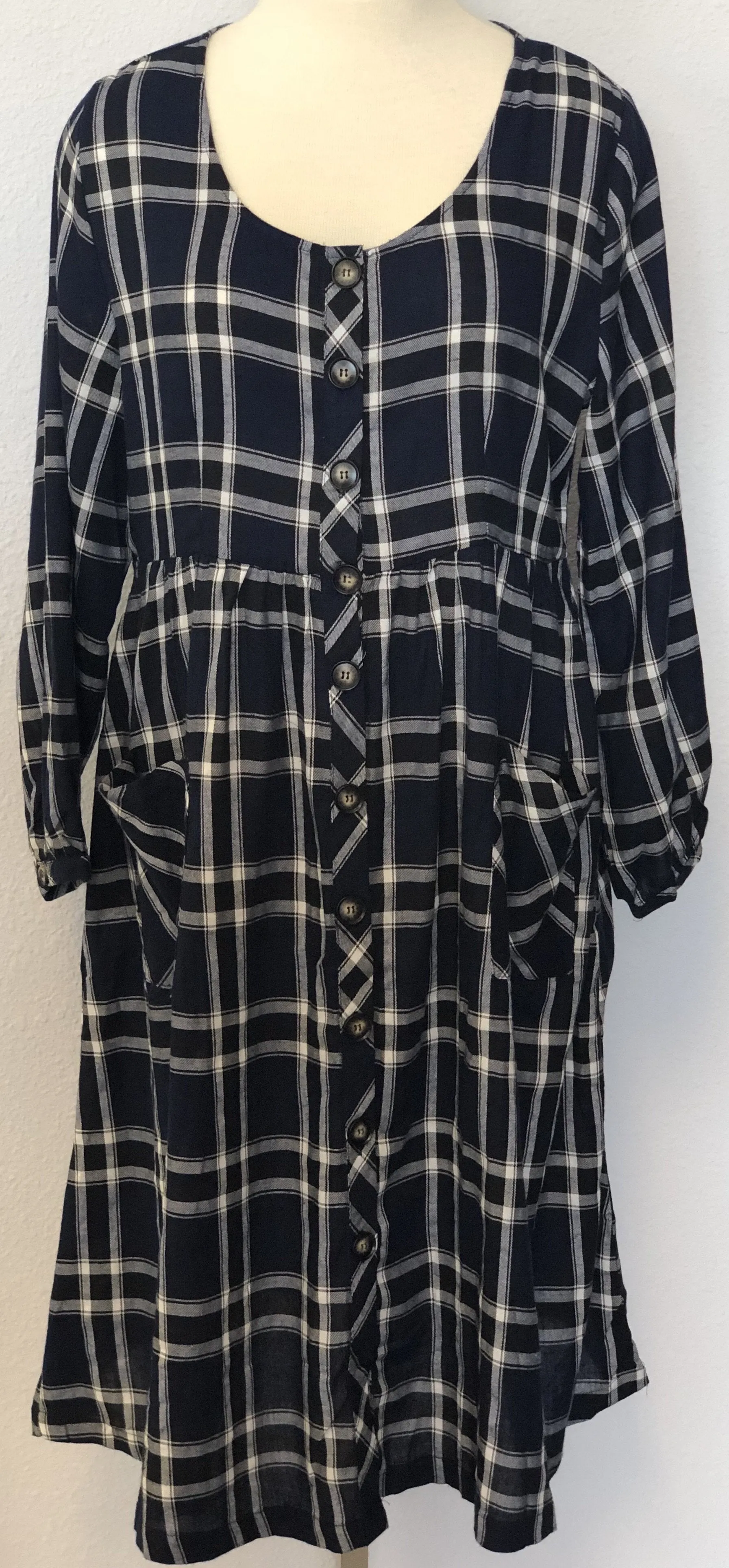 PLAID PRINT MIDI DRESS