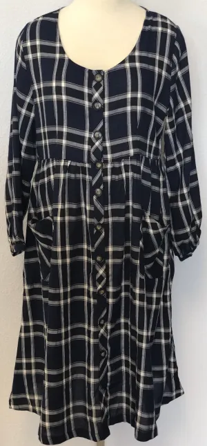 PLAID PRINT MIDI DRESS