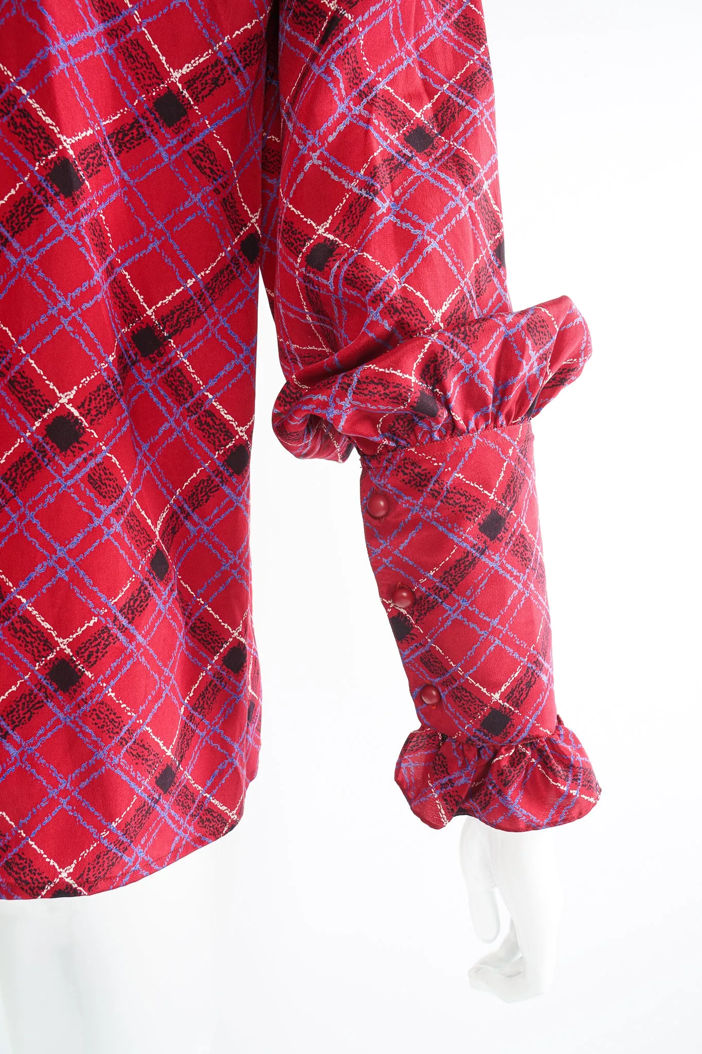 Plaid Ruffle Bow Blouse