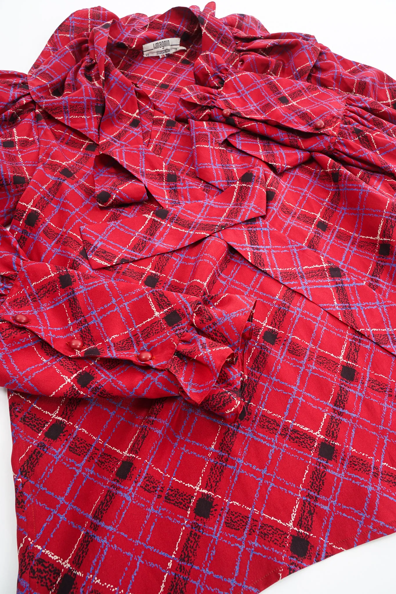 Plaid Ruffle Bow Blouse