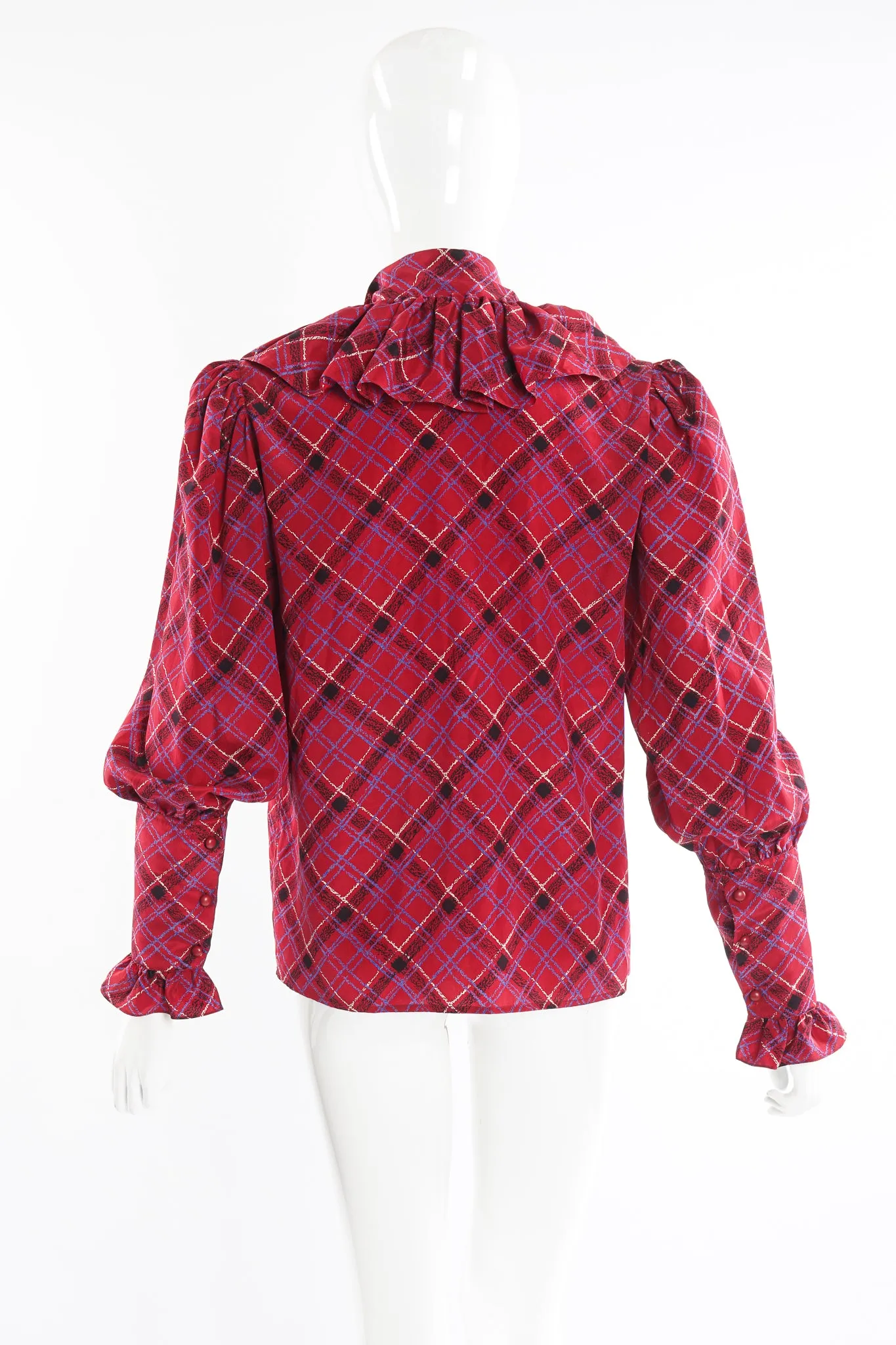 Plaid Ruffle Bow Blouse