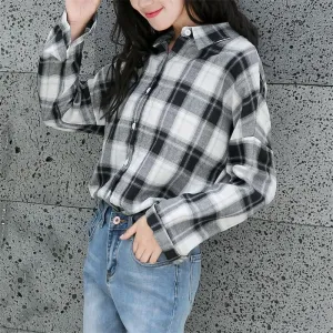 Plaid Turn-Down Collar Shirt