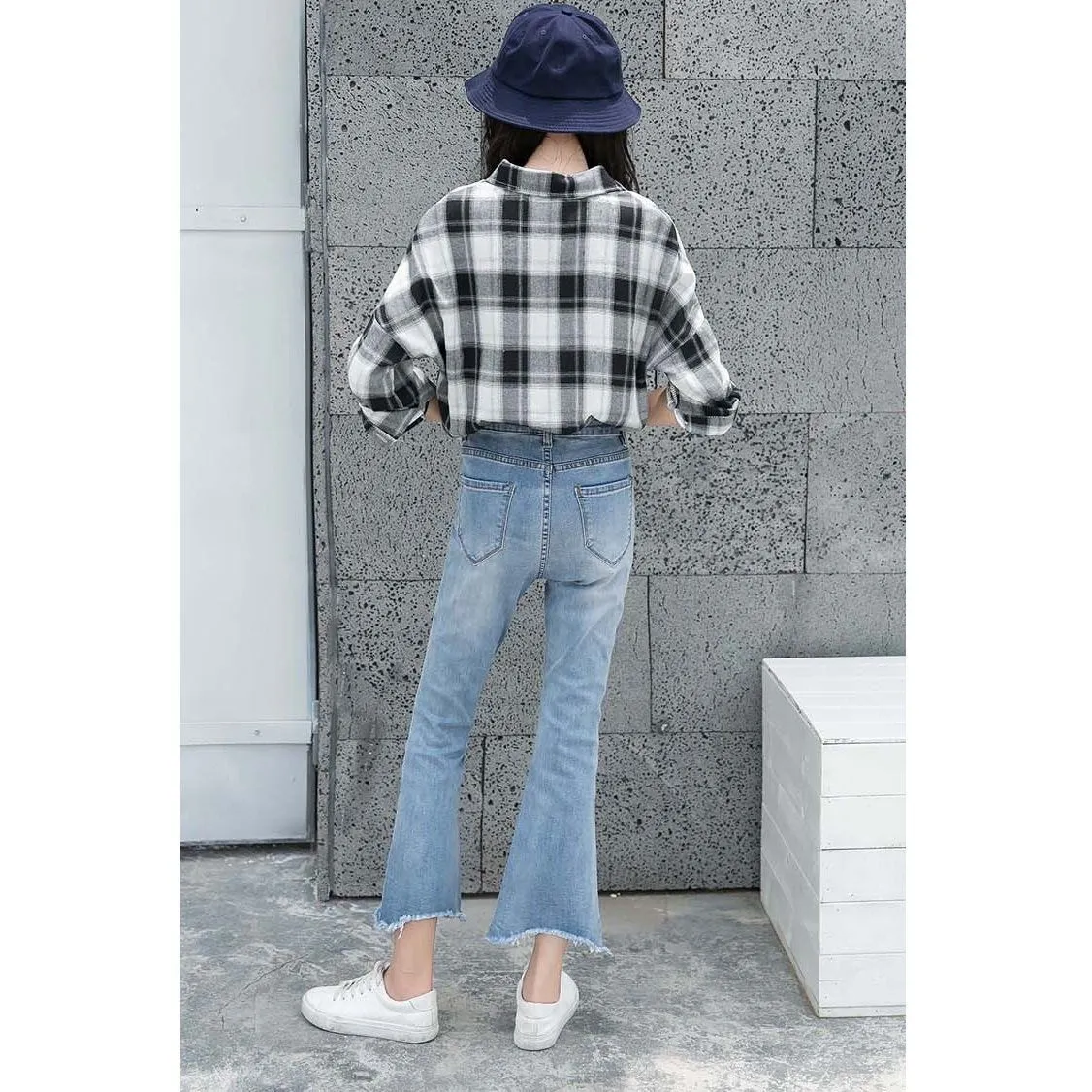 Plaid Turn-Down Collar Shirt